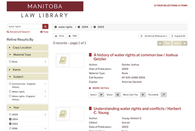Manitoba Law Library Catalogue