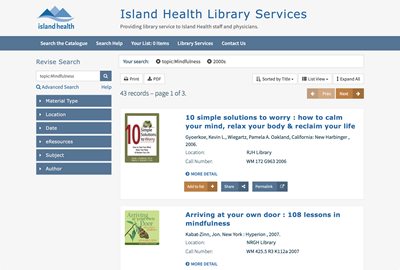 Vancouver Island Health Authority Library Catalogue