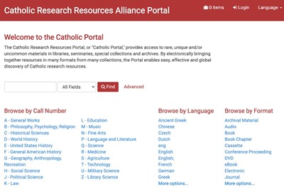 Catholic Research Resources Alliance Union Catalogue