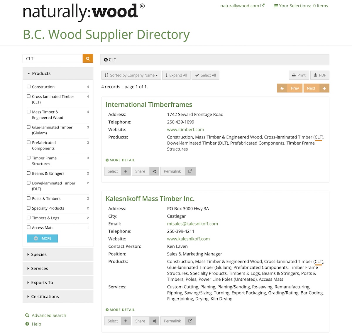 B.C. Wood Supplier Directory & Andornot Consulting