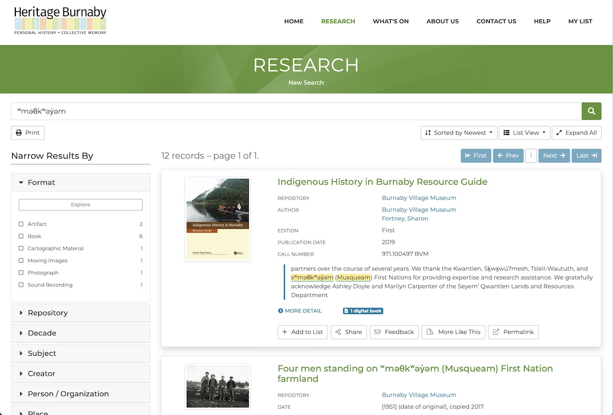 Heritage Burnaby Search Results
